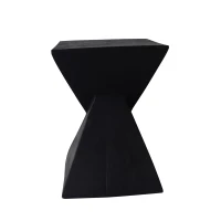 Stylish MGO Accent Table with Realistic Wood-Grain Texture, All-Weather Side Table with Stable 77 Lbs Capacity, 12.5" L x 12.5" W x 18" H, Black(m-10)