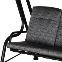 Outsunny 3-Person Porch Swing Chair, Patio Swing Bench with Adjustable Canopy, Removable Thicken Cushion and Weather Resistant Steel Frame for Outdoor, Garden, Poolside, Grey(m-11)