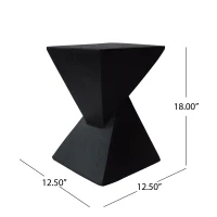 Stylish MGO Accent Table with Realistic Wood-Grain Texture, All-Weather Side Table with Stable 77 Lbs Capacity, 12.5" L x 12.5" W x 18" H, Black(m-3)
