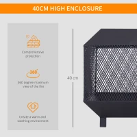 Outsunny 17" Outdoor Fire Pit with Fire Poker, Wood Burning Firepits, Portable Firepit for Patio Backyard Bonfire Camping, Black(m-5)