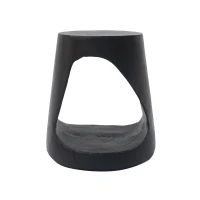 Hollow Side Table with Realistic Wood-Grain Texture, Pet-Friendly End Table with Weather-Resistant Composite, 14.5" L x 14.5" W x 16.5" H, Black(m-2)