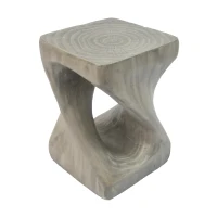 Twisted Hourglass Accent Side Table with MGO Composite, All-Weather End Table with UV-/Water-Resistant Finish, 11.5" L x 11.5" W x 16" H, Grey(m-2)