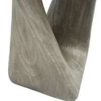 Sculptural MGO Accent Table with Unique Wood-Grain Texture, All-Weather Side Table with 200 Lbs Capacity, 12.5" L x 12.5" W x 27" H, Grey(m-6)