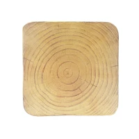 Sculptural MGO Accent Table with Unique Wood-Grain Texture, All-Weather Side Table with 200 Lbs Capacity, 12.5" L x 12.5" W x 27" H, Natural(m-6)