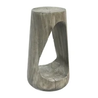 Modern End Table with Unique Wood Grain Texture and All-Weather Durability, Sturdy Side Table with 200 Lbs Capacity, 15" L x 15" W x 26.5" H, Grey(m-9)