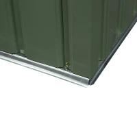 Outsunny 9' x 4' Garden Metal Storage Shed Outdoor Equipment Tool Box with Foundation Kit, Ventilation & Doors, Light Green(m-12)