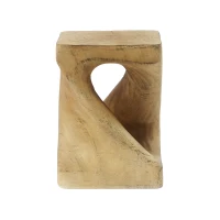 Twisted Hourglass Accent Side Table with MGO Composite, All-Weather End Table with UV-/Water-Resistant Finish, 11.5" L x 11.5" W x 16" H, Natural(m-11)