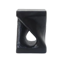 Twisted Hourglass Accent Side Table with MGO Composite, All-Weather End Table with UV-/Water-Resistant Finish, 11.5" L x 11.5" W x 16" H, Black(m-13)