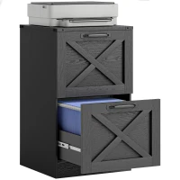 HOMCOM 2 Drawer File Cabinet with Silent Slides, Vertical Farmhouse Filing Cabinet Fits Letter/A4 Size Home Office, Black(m-9)
