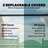 Outsunny 6' x 3' x 3' Portable Mini Greenhouse, Garden Green House Kit with 2 PE/Plastic Covers, Steel Frame and 2 Roll Up Zipper Windows, Dark Green(m-4)