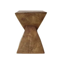 Stylish MGO Accent Table with Realistic Wood-Grain Texture, All-Weather Side Table with Stable 77 Lbs Capacity, 12.5" L x 12.5" W x 18" H, Natural(m-2)