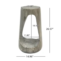 Modern End Table with Unique Wood Grain Texture and All-Weather Durability, Sturdy Side Table with 200 Lbs Capacity, 15" L x 15" W x 26.5" H, Grey(m-3)