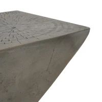 Stylish MGO Accent Table with Realistic Wood-Grain Texture, All-Weather Side Table with Stable 77 Lbs Capacity, 12.5" L x 12.5" W x 18" H, Light Gray(m-10)