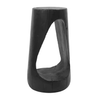 Modern End Table with Unique Wood Grain Texture and All-Weather Durability, Sturdy Side Table with 200 Lbs Capacity, 15" L x 15" W x 26.5" H, Black(m-9)