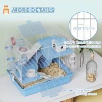 PawHut Hamster Cage, 3-Tier Small Animal Cage with Excerise Wheel, Food Bowl, Water Bottle, House, Tunnels, Ramps(m-7)