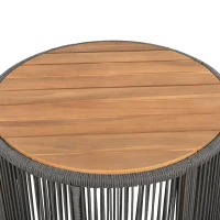 Outdoor Coffee Table with 220 Lbs Capacity, Weather-Resistant Rustic Center Table for Garden, 26" L x 26" W x 14" H, Grey+Natural+Teak(m-6)