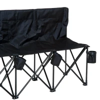 Outsunny 6 Seat Folding Camping Chair with Cup Holder and Carrying Case for Camping, Picnic, Sport Events, Black(m-12)