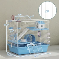 PawHut Hamster Cage, 3-Tier Small Animal Cage with Exercise Wheel, Food Bowl, Water Bottle, House, Tunnels, Ramps(m-3)