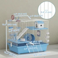 PawHut Hamster Cage, 3-Tier Small Animal Cage with Excerise Wheel, Food Bowl, Water Bottle, House, Tunnels, Ramps(m-3)