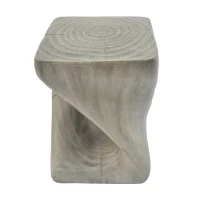 Twisted Hourglass Accent Side Table with MGO Composite, All-Weather End Table with UV-/Water-Resistant Finish, 11.5" L x 11.5" W x 16" H, Grey(m-9)