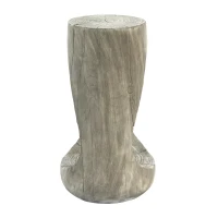 Modern End Table with Unique Wood Grain Texture and All-Weather Durability, Sturdy Side Table with 200 Lbs Capacity, 15" L x 15" W x 26.5" H, Grey(m-8)