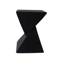 Stylish MGO Accent Table with Realistic Wood-Grain Texture, All-Weather Side Table with Stable 77 Lbs Capacity, 12.5" L x 12.5" W x 18" H, Black(m-11)