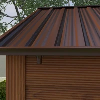Outsunny 7.7' x 6.5' Outdoor Metal Garden Shed with Lock and Ventilation Gardening Tool Storage, Dark Brown(m-11)