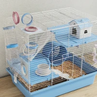 PawHut Hamster Cage, 3-Tier Small Animal Cage with Exercise Wheel, Food Bowl, Water Bottle, House, Tunnels, Ramps(m-9)
