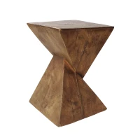 Stylish MGO Accent Table with Realistic Wood-Grain Texture, All-Weather Side Table with Stable 77 Lbs Capacity, 12.5" L x 12.5" W x 18" H, Natural(m-10)