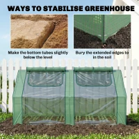 Outsunny 6' x 3' x 3' Portable Mini Greenhouse, Garden Green House Kit with 2 PE/Plastic Covers, Steel Frame and 2 Roll Up Zipper Windows, Dark Green(m-6)