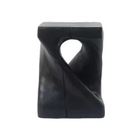 Twisted Hourglass Accent Side Table with MGO Composite, All-Weather End Table with UV-/Water-Resistant Finish, 11.5" L x 11.5" W x 16" H, Black(m-12)