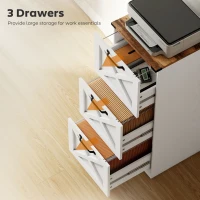 HOMCOM 3 Drawer File Cabinet with Silent Slides, Vertical Farmhouse Filing Cabinet Fits Letter/A4 Size Home Office, White(m-5)