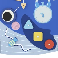 Qaba Whale Activity Wall Busy Board, 13 in 1 Montessori Sensory Wall Panel for Playroom Nursery Classroom Boys Girls 2+, Blue(m-10)