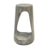 Modern End Table with Unique Wood Grain Texture and All-Weather Durability, Sturdy Side Table with 200 Lbs Capacity, 15" L x 15" W x 26.5" H, Grey(m-2)