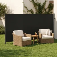 Outsunny 118" x 79" Retractable Side Awning Patio Outdoor Folding Privacy Screen with Resistance to UV Rays & Wind, Black(m-1)