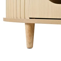 Living Room Coffee Table with Roll-Up Door Storage, Minimalist Center Table with MDF Veneer Top, 39.5" L x 19.5" W x 14" H, Natural Wood(m-10)