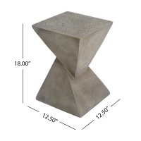 Stylish MGO Accent Table with Realistic Wood-Grain Texture, All-Weather Side Table with Stable 77 Lbs Capacity, 12.5" L x 12.5" W x 18" H, Light Gray(m-3)