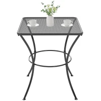 Outsunny Square Garden Metal Bistro Table Outdoor Patio Coffee Side Desk 23.6" x 23.6" x 27.6" Black(m-2)