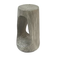 Modern End Table with Unique Wood Grain Texture and All-Weather Durability, Sturdy Side Table with 200 Lbs Capacity, 15" L x 15" W x 26.5" H, Grey(m-10)