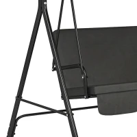 Outsunny 3-Seater Outdoor Porch Swing with Adjustable Canopy, Patio Swing Chair for Garden, Poolside, Backyard, Black(m-12)