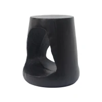 Hollow Side Table with Realistic Wood-Grain Texture, Pet-Friendly End Table with Weather-Resistant Composite, 14.5" L x 14.5" W x 16.5" H, Black(m-10)