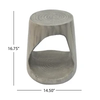Hollow Side Table with Realistic Wood-Grain Texture, Pet-Friendly End Table with Weather-Resistant Composite, 14.5" L x 14.5" W x 16.5" H, Grey(m-3)