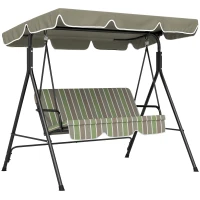 Outsunny 3-Seater Outdoor Porch Swing with Adjustable Canopy, Patio Swing Chair for Garden, Poolside, Backyard, Green and Brown(m-9)