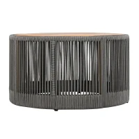 Outdoor Coffee Table with 220 Lbs Capacity, Weather-Resistant Rustic Center Table for Garden, 26" L x 26" W x 14" H, Grey+Natural+Teak(m-10)