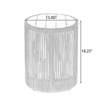 2-Piece Side Table Set with Woven Rope Design, Outdoor Round Table Set for Patio and Poolside, 41" L x 41" W x 32.5" H, Grey+Natural+Teak(m-4)