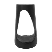 Modern End Table with Unique Wood Grain Texture and All-Weather Durability, Sturdy Side Table with 200 Lbs Capacity, 15" L x 15" W x 26.5" H, Black(m-10)