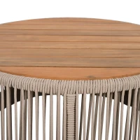 Outdoor Coffee Table with 220 Lbs Capacity, Weather-Resistant Rustic Center Table for Garden, 26" L x 26" W x 14" H, Natural+Teak+Beige(m-6)