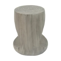 Hollow Side Table with Realistic Wood-Grain Texture, Pet-Friendly End Table with Weather-Resistant Composite, 14.5" L x 14.5" W x 16.5" H, Grey(m-9)