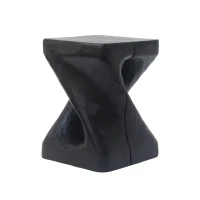 Twisted Hourglass Accent Side Table with MGO Composite, All-Weather End Table with UV-/Water-Resistant Finish, 11.5" L x 11.5" W x 16" H, Black(m-2)