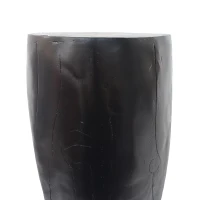 Modern End Table with Unique Wood Grain Texture and All-Weather Durability, Sturdy Side Table with 200 Lbs Capacity, 15" L x 15" W x 26.5" H, Black(m-6)